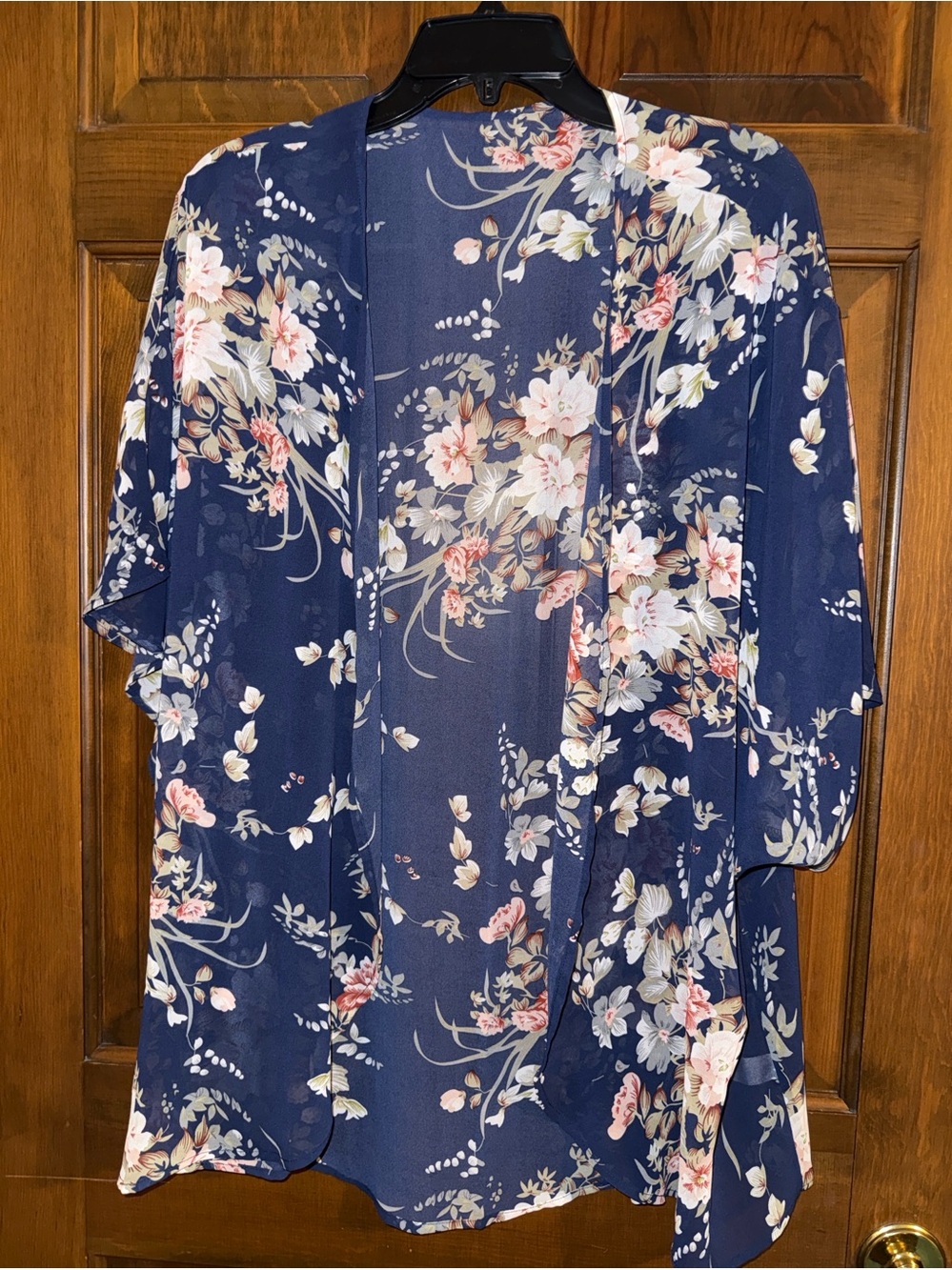 Navy Floral Semi-sheer kimono cardigan one-size New